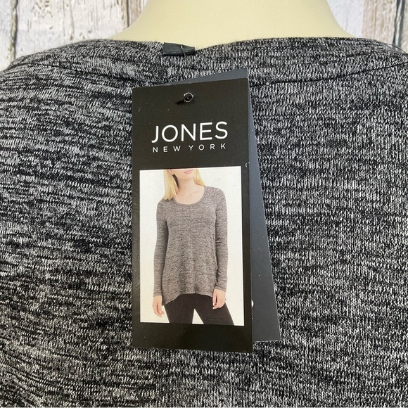 JONES New York Small Black/Gray Long Sleeve Knit Top Very Light Sweater New - Picture 4 of 7
